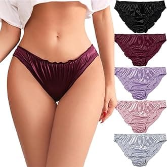 BeulviK Cheeky Panties for Women Sexy Womens Lace Underwear Seamless Satin Panties Ladies No Show Breathable Hipster Panty