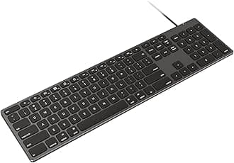 9H Aluminum USB Wired Keyboard with Numeric Keypad for Mac Pro, Mini Mac, iMac, iMac Pro, MacBook Pro/Air, Laptop and PC Computer