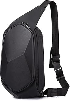 Sling Bag Waterproof Safe Protect Shell Crossbady Bag Backpack, Biking Hiking Travel Shoulder Bag (Black Large)