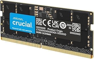 Crucial RAM CT16G48C40S5 16GB DDR5 4800MHz CL40 Laptop Memory, Black