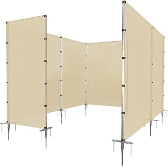 PATIO Outdoor Privacy Fence with Stainless Steel Poles Dog Fencing for Deck Backyard Yard Freestanding Removable Privacy Fence Barrier Garden Chicken Fence with Spikes Beige 6'x106'