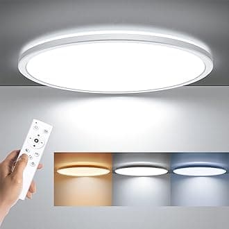 LED Flush Mount Ceiling Light with Remote Control, 15.4 Inch 36W 3000K-6500K Dimmable Ultra Thin Low Profile Wired Ceiling Lamp with Night Light for Living Room Bedroom Kitchen