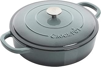 Crock Pot 112001.02 Artisan 5 Quart Enameled Cast Iron Braiser Pan, Slate Grey