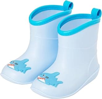 FUNCOO PLUS Baby Wellies for Boys Girls, Lightweight Child Kids Wellies, Animal Cartoon Pattern Welly Boots, Infant Rain Boot Wellingtons Waterproof Boots for 1-6 Years