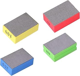 Hand Polishing Pads 4 Pcs Set, Marble Concrete Glass Stone Sanding, 60# 100# 200# 400# 4 Kinds of Grit for Glass Marble Concrete Stone
