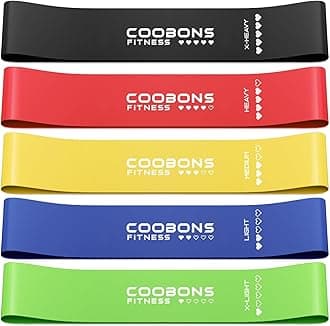 Resistance Bands for Working Out, Women & Men Exercise Bands Set, with Carry Bag, Instruction Guide, for Whole-Body Fitness, Booty, Leg, Arm, Stretching, Physical Therapy, Strength Training - Set of 5