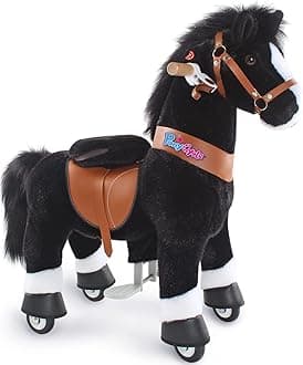 PonyCycle Official 2019 New U Series Ride On Horse Toy Plush Walking Animal Black Horse Size For Age 3 5 U326 small black