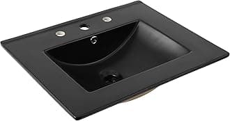 JONATHAN Y SNK1001B Ancillary 3-Hole 24 in. W x 18.25 in. D Classic Contemporary Rectangular Ceramic Single Sink Basin Vanity Top, Black