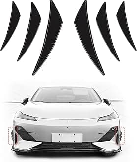 Spoiler Canards Kit, Body Anti-Collision Diffuser, Universal Auto Front Bumper Lip Splitter, Exterior Soft Rubber Decorative Stickers (Glossy Black)