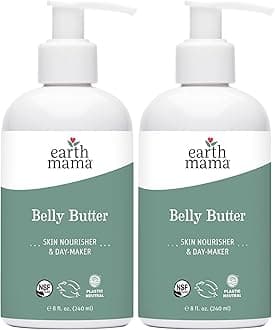 Belly Butter, Maternity Moisturizer for Dry Skin | Lotion for Pregnancy and Postpartum Recovery Self Care, Body Cream with Aloe, Fragrance Free, 8-Fluid Ounce (2-Pack)