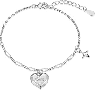 14K Gold Plated Heart Charms Bracelet for Women Love Heart Charm Link Bracelet for Women Heart Jewelry