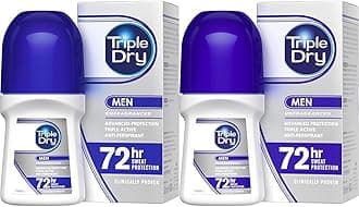 Triple Dry Men | Anti-Perspirant Roll On 50ml | 72-Hour Protection Against Excessive Sweating | Fights Odour | Triple Active Formula | Fragrance-Free | Clinically Proven | Male (Pack of 2)