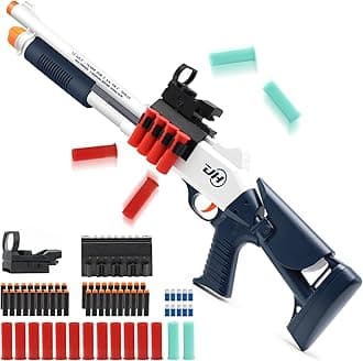 Bugrtey Shell Ejecting Toy Shotgun Toys Guns with 50 Soft Darts 14 Shells 1 Scope Soft Bullet Toy Shotgun Outdoor Games Gifts for Christmas Halloween Birthday