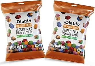 Diablo Milk Chocolate Peanuts - No Added Sugar, Sweetened with Stevia - Individually Packed Bags, Chocolate Covered Nuts Hamper Basket Available for Gifting - Peanut Milk Chocolates - 40 g Pack of 2