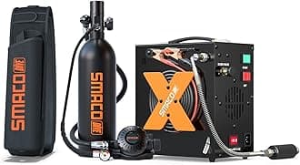 Scuba Tank with 1L Capacity Mini Scuba Tank Devices Diving Oxygen Tanks Scuba Cylinder Support Underwater Breathing for Underwater Sightseeing/Underwater Work/Backup Cylinder