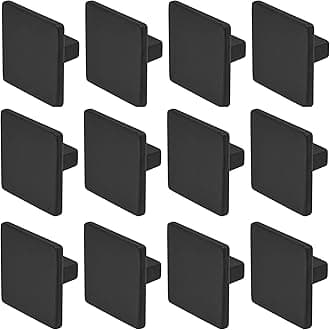 Decoranddecor Calla Square Cabinet Knob Door Pull Handle Kitchen Cupboard Furniture Drawer (12 Pack, Matt Black)