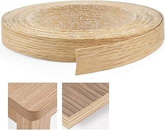 22mm Wood Veneer Strip, 7.5m Oak Veneer Edging Tape Pre-glued Veneer Roll Preglued Hot Melt Adhesive Iron On Edge Banding for Desk Wardrobe Cabinet Door Frame Furniture Restoration
