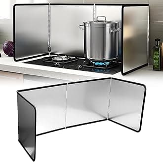 4 Sided Splatter Guard,Foldable Stainless Steel Oil Splatter Screens for Frying,Oil Splash Insulation Board,Nonstick Oil Splatter Guard Stove Insulation Board(L: 30" x W: 11.4" x H: 12")