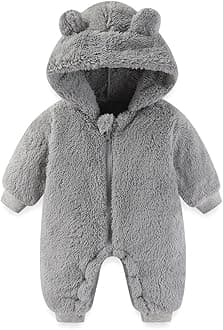 Newborn Baby Bear Outfit Suit Girls Boys Fleece Jumpsuit Romper Hooded Winter Snowsuit Clothes