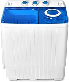 Portable Washing Machine, 2-in-1 Twin Tub 26lbs Capacity Laundry Washer(18lbs) and Spinner(8lbs) with Control Knobs, Timer Function, Drain Pump, Perfect for Home Apartment RV, Blue