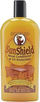 Howard Products SunShield Beeswax Furniture Polish - Outdoor Furniture Wax, Beeswax Wood Polish and Protection for Wood, 16 Fl Oz, Pack of 1, Yellow