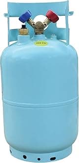 67010 30 lb Refrigerant Recovery Cylinder with Float Switch, DOT-Approved, 1/2" Acme Connections, HP295 Steel, Blue (No Refrigerant Included)