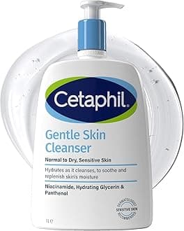 Cetaphil Gentle Skin Cleanser, 1L, Face & Body Wash, For Normal To Dry Sensitive Skin, With Niacinamide & Glycerin, Soap Free, 1 unit, Packaging May Vary