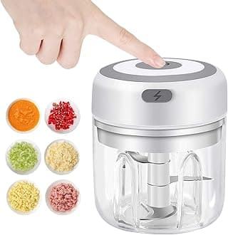 Electric Garlic Chopper, 250ML Vegetable Chopper, Food Chopper, USB Mini Garlic Mincer, Onion Chopper, Portable Small Food Processor for Ginger, Chili, Vegetables