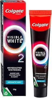 Visible White O2, Teeth Whitening Toothpaste (25g) for noticeably whiter teeth starting in 3 days with Active Technology, Enamel Safe Teeth Whitening & Fresh Breath