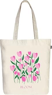 EcoRight 100% Organic Canvas Tote Bag with Zip, Eco-friendly Small Tote Bags for Women for Christmas, Travel, Beach & Shopping