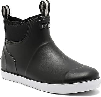 Lezzglt Mens Deck Boots, Saltwater Fishing Booties Rubber Waterproof Ankle Rain Boots, High-performance Footwear Chelsea Boots for Gardening Fishing Boating Camping Sailing