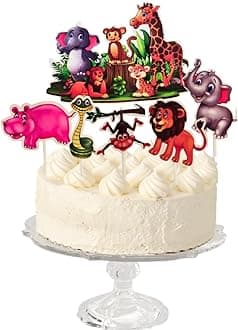 Pretty Ur Party Jungle theme Cake Topper, Cake Toppers for Kids, Girls, Cake Decoration Supplies, Jungle Safari theme Cake Accessories, Handmade Topper