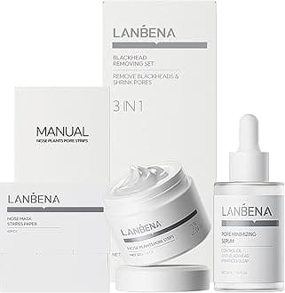 3 in 1 Blackhead Removing Set, Pore Strips 30g+Pore Serum 30ml+Removal Strip Paper, Black Head Remover Mask for Face, Pore Minimizer & Reducer for Face, Leaving Your Skin Fresh and Clean