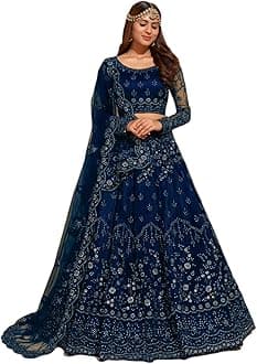 Women's Soft Net/Satin Embroidery Semi Stitched Lehenga Choli