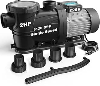 In/Above Ground Pool Pump, Self Primming High Flow (Single Speed, 2HP, 8120 GPH, 220V)