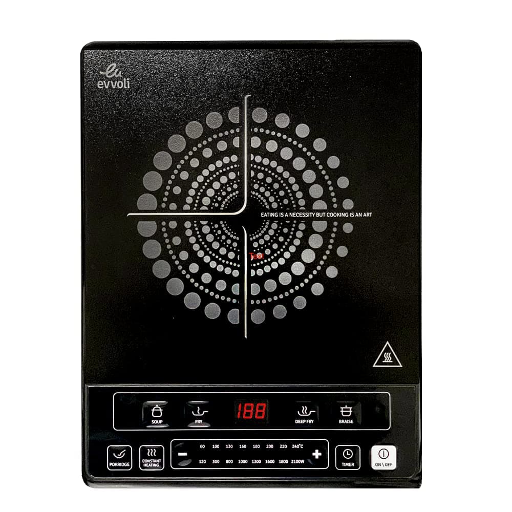 evvoli Induction Hob, Single Burner, 8 Stage Power Setting, Pan sensor, Child lock, Safety switch, EVKA-IH106S