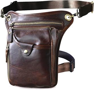 Mens Genuine Leather Outdoor Sporting Hicking Waist Hip Pack Messenger Shoulder Drop Leg Thigh Bag Pouches For Women 211-5 (Brown 2)