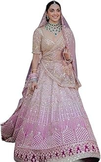 indian readymade Banarasi Satin Navratri bridal lehenga choli for women flared party night with stitched blouse (A, 38)