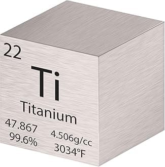 ShimeyaoTungsten Cube Metal Density Cubes Pure Metal High Density Element Cube for Element Collections Lab Experiment Material Hobbies Heavy Small Objects Experience(Titanium, 1 Inch)