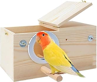 kathson Parakeet Nest Box Budgie Nesting House Cockatiel Breeding Parrots Mating Box for Lovebirds Large and Medium-Sized Birds（L:11.4 x 5.9 x 5.9 inch）