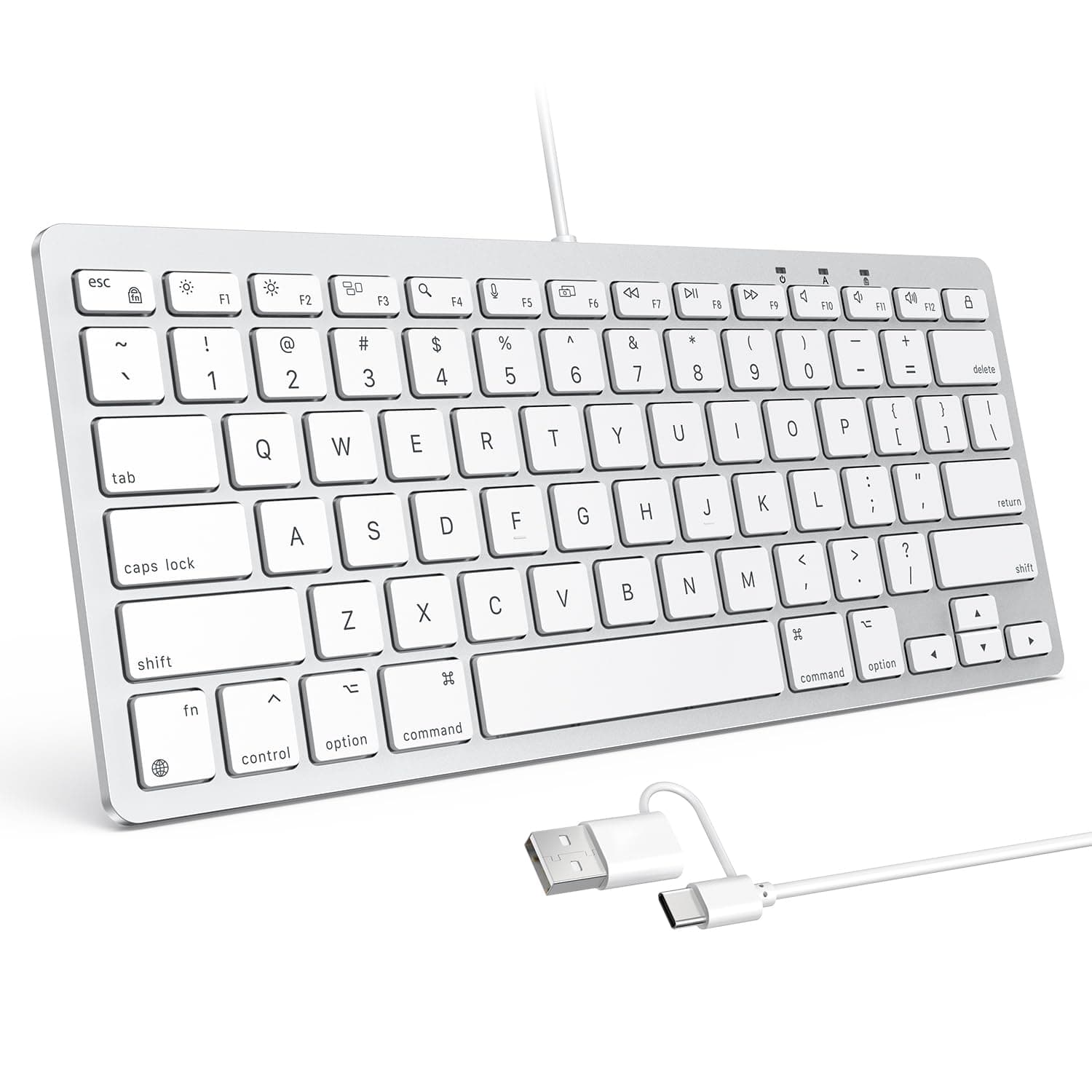 Wired Keyboard for Mac Devices ONLY with Dual Interface, Comfortable Typing Angle & Stable Connection, Compatible with MacBook, iMac, Mac mini, PC-White