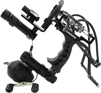 HBG Fishing Slingshot Kit Hunting Outdoor Catapult Wrist High Velocity Fishing Arrows Sling Bow Professional Adjustable Shooting Archery Arrows with Rubber Bands,Arrow Brush,Fishing Reel,Flashlight