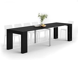 Mobili Fiver, Easy, Extendable Console Table with extension leaves holder, 45(305) x 90 cm, Black, Made In Italy