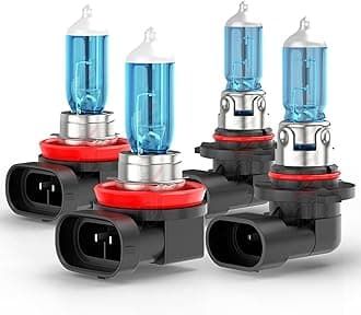 Upgraded Halogen Headlight Bulbs For Toyota Camry 2007 2008 2009 2010 2011 2012 2013 2014 2015 2016 2017 2018, 9005 H11 High Low Beam Headlamp Lights, 6000K White, 300% Brightness, Plug n Play, 4-Pack