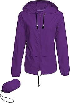 Avoogue Raincoat Women Lightweight Waterproof Rain Jackets Packable Outdoor Hooded Windbreaker
