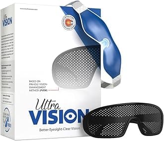 Ultra Vision Pinhole Glasses for Eyesight Improvement & Vision Correction with Cooling Eye Mask – Eye Health Support, Pack of 1