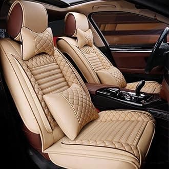 Custom Car Seat Covers Fit for 545 2004-2005 5-Seat Full Set All Weather PU Leather Front Rear Seat Protector with Waterproof Airbag Deluxe Edition Beige