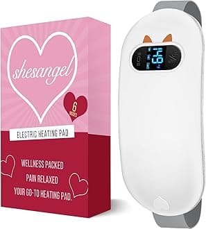 Portable Heating Pad for Period Cramps: Cordless Menstrual Heating Pad with 6 Heat Levels and 6 Massage Modes, 3s Fast Heating Gift for Women and Girl(White)