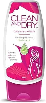 Clean & Dry and Intimate Hygiene Wash Prevents Itching, Irritation ness Protects from Bacterial Infection No Paraben SLS Natural PH Balance Suitable for All Skin Types (190 ml)