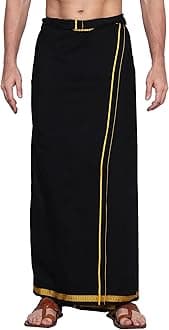 Men's Cotton Colorful Lungi in Gold Zari Borders in Size 2 Mtrs Single Lungi- Pack Of 1